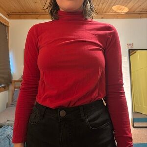 J. Jill Red Jersey Turtleneck